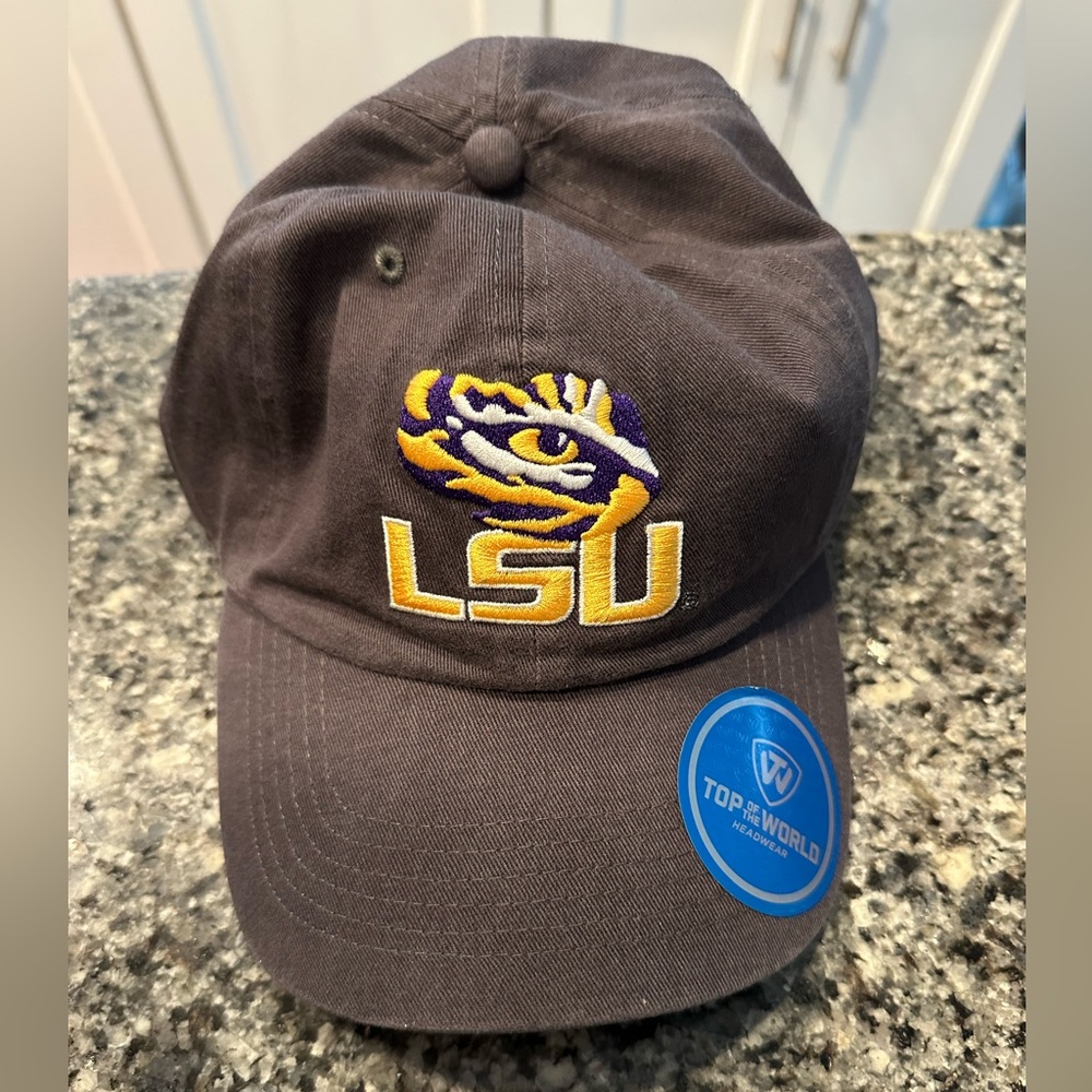 NEW LSU BASEBALL CAP, BLACK, STICKERS ON